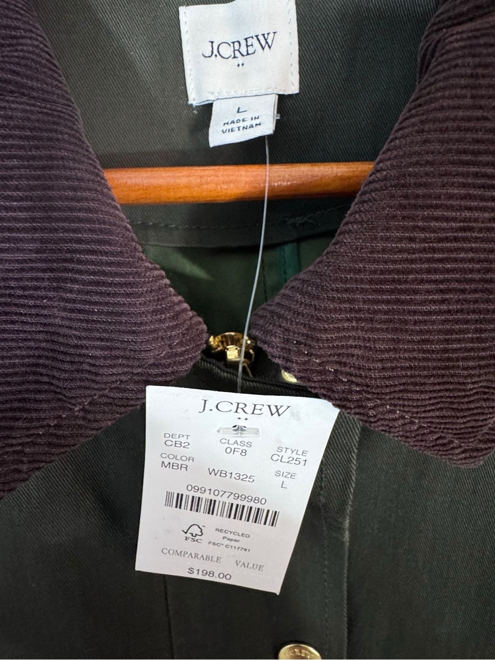 J. Crew Factory Classic Field Jacket in Olive and Brown Large NWT - Picture 9 of 12